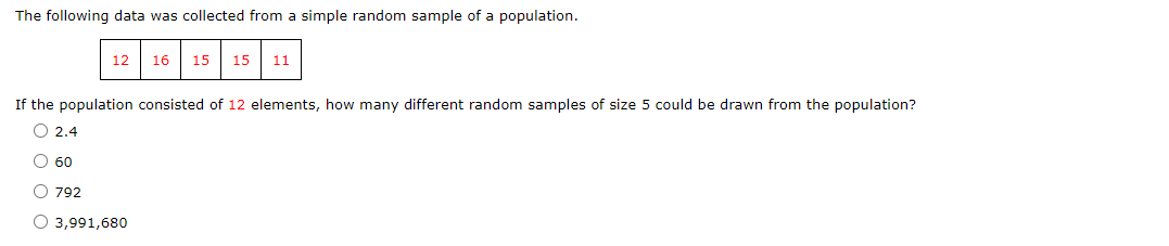 Solved The following data was collected from a simple random | Chegg.com