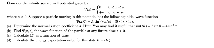 Solved {to Consider the infinite square well potential given | Chegg.com