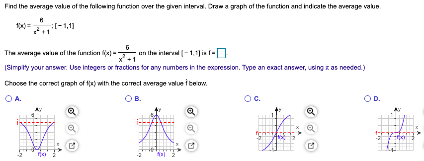 Solved Find the average value of the following function over | Chegg.com