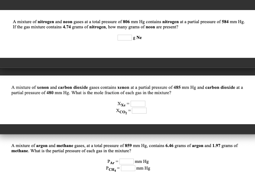 Solved A Mixture Of Nitrogen And Neon Gases At A Total