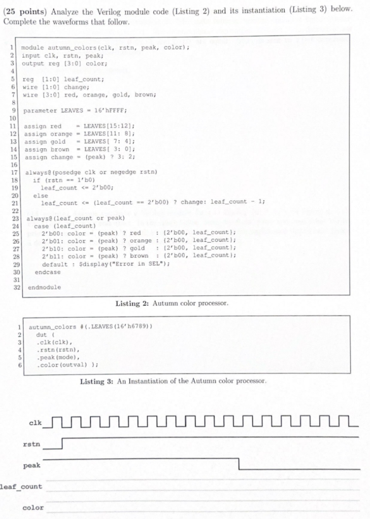 Solved (25 Points) Analyze The Verilog Module Code (Listing | Chegg.com