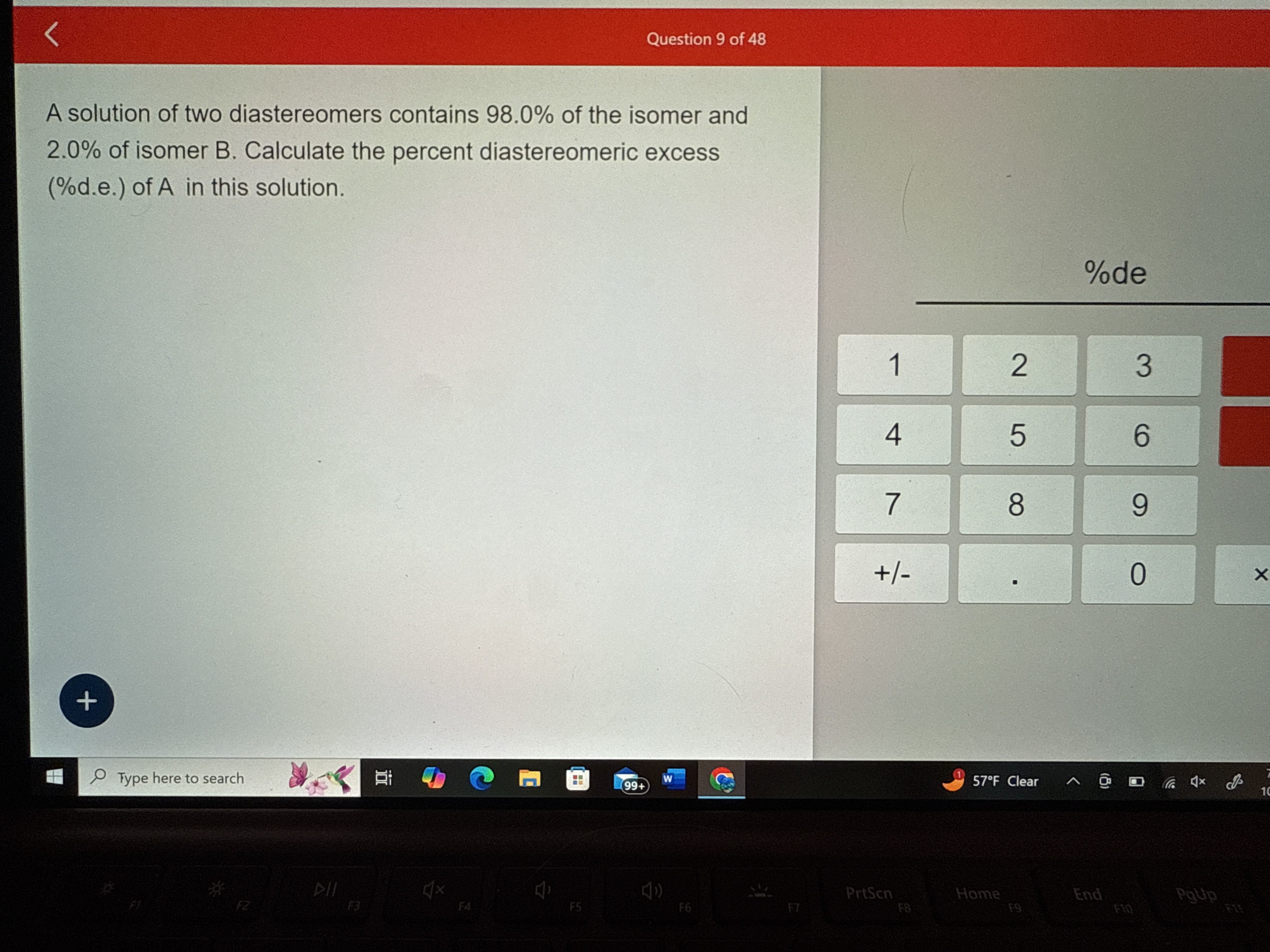 Solved A solution of two diastereomers contains 98.0% ﻿of | Chegg.com