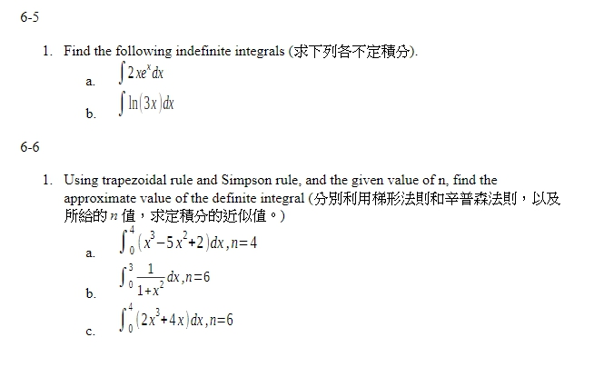 Solved 6 5 1 Find The Following Indefinite Integrals Tfi Chegg Com