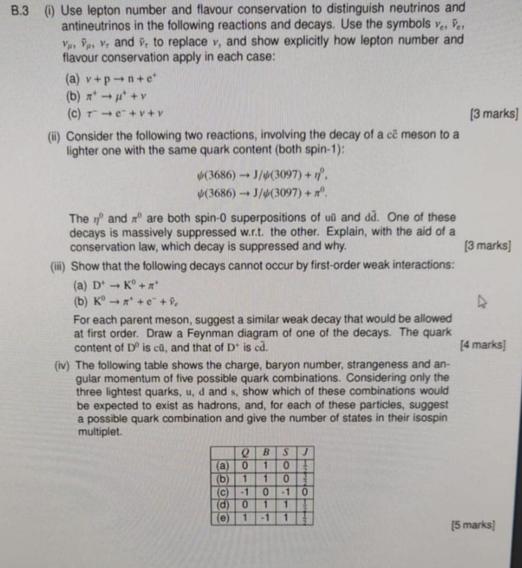 Solved B.3 () Use lepton number and flavour conservation to | Chegg.com