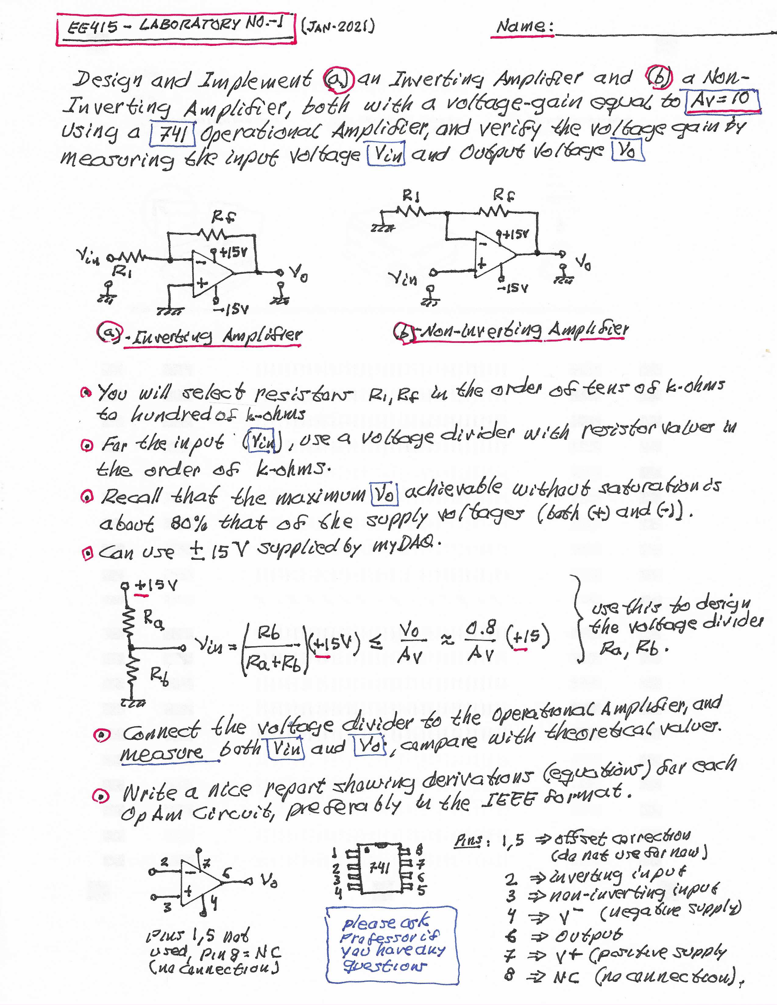 Solved EE415- ∠ABORATORYNO−1−1 (JAN.2021) Name: Design and | Chegg.com