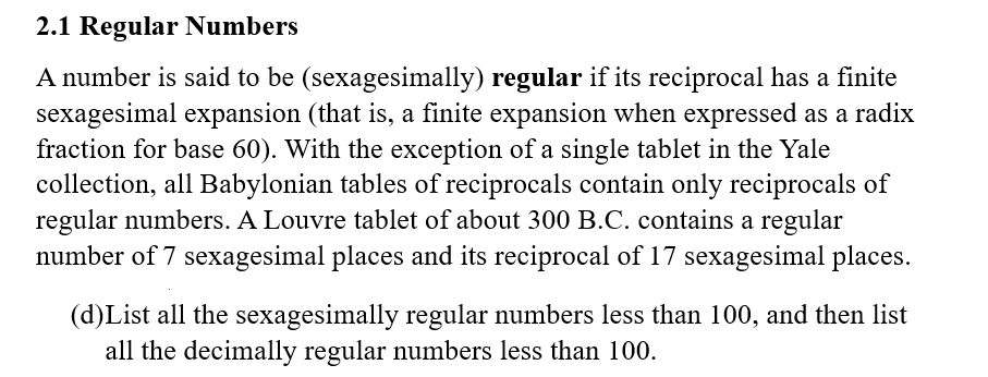 Solved 2.1 Regular Numbers A number is said to be | Chegg.com