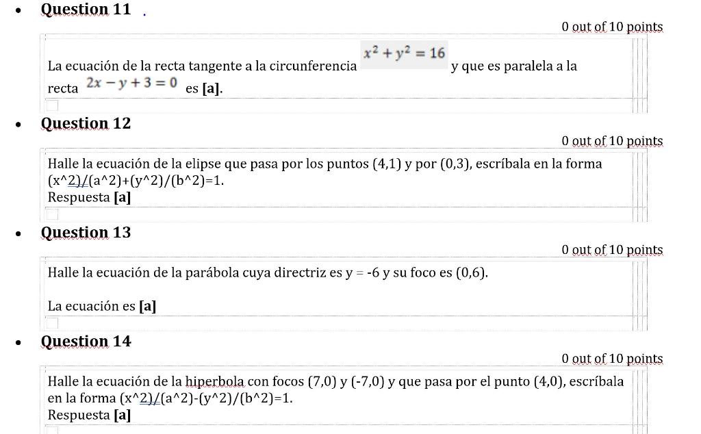 Solved Question 11 The Equation Of The Line Tangent To T Chegg Com