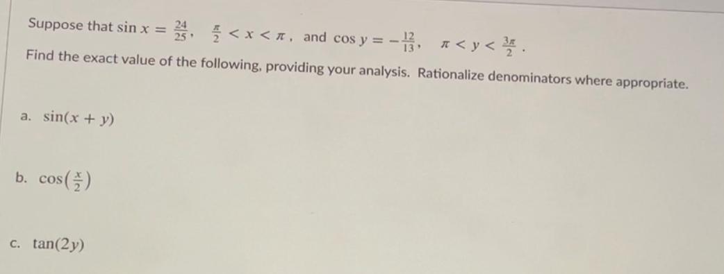 Solved Suppose that sin x = * * | Chegg.com