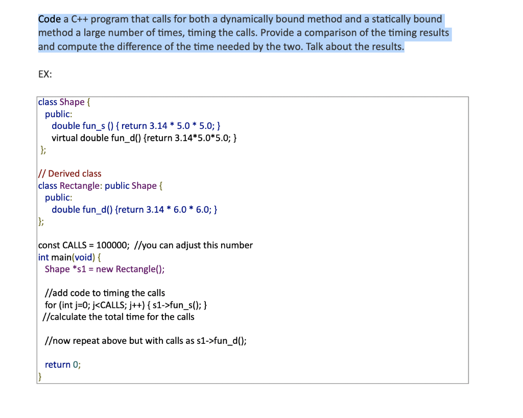 Solved Code a C++ program that calls for both a dynamically | Chegg.com