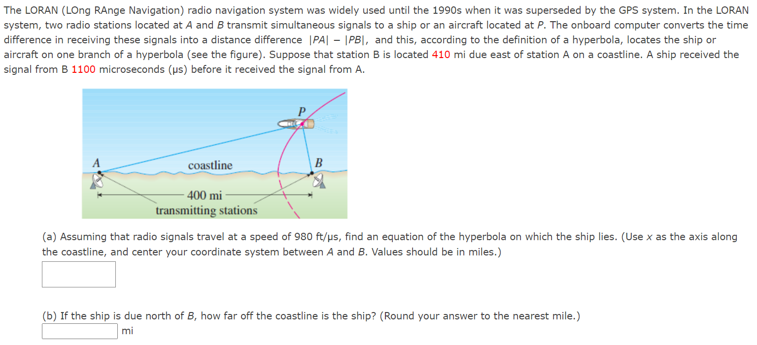 Solved The LORAN (LOng RAnge Navigation) radio navigation