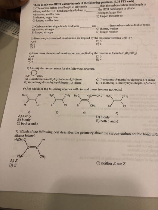 Solved PTS each There is only one BEST answer in each of the | Chegg.com