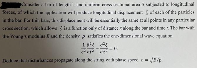 Solved Consider a bar of length L and uniform | Chegg.com