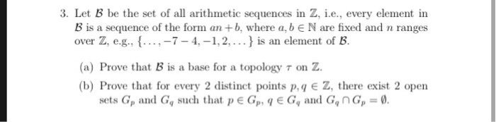 Solved 3. Let B Be The Set Of All Arithmetic Sequences In Z, | Chegg.com