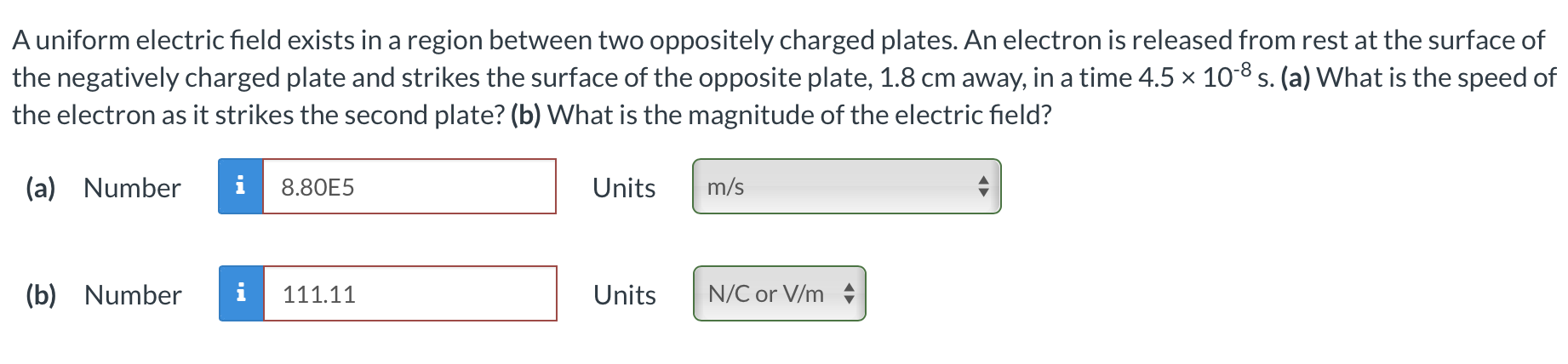 Solved A uniform electric field exists in a region between | Chegg.com