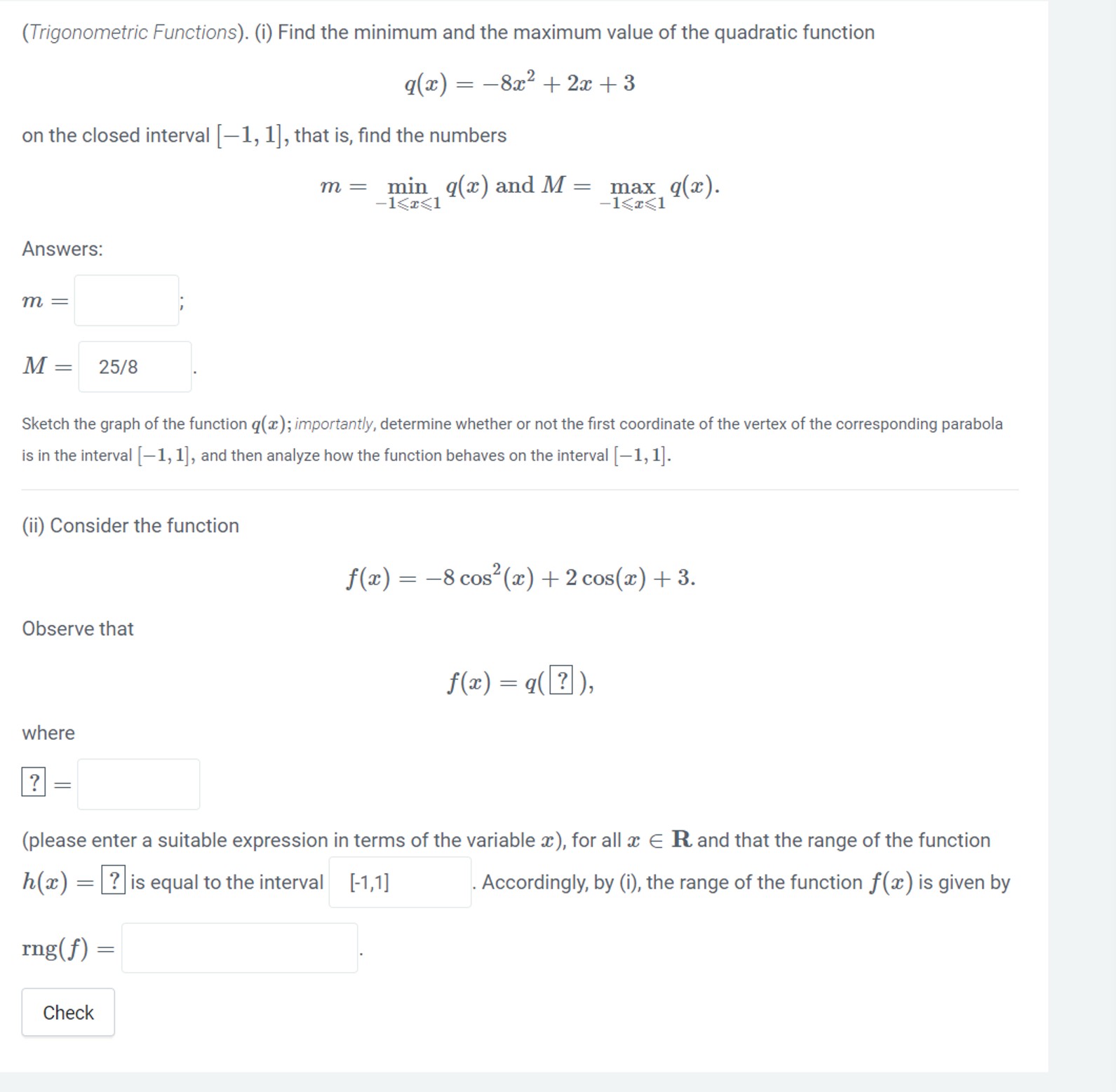 maximum and minimum value of all trigonometric functions