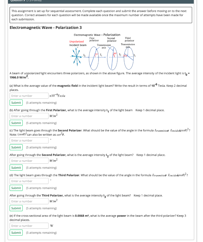 Solved Electromagnetic Wave - Polarization 2 Electromagnetic | Chegg.com