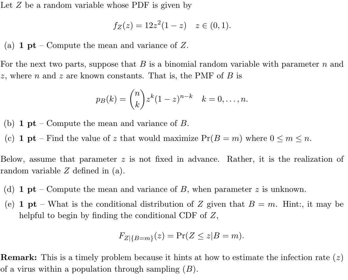 Let Z Be A Random Variable Whose Pdf Is Given By F Chegg Com