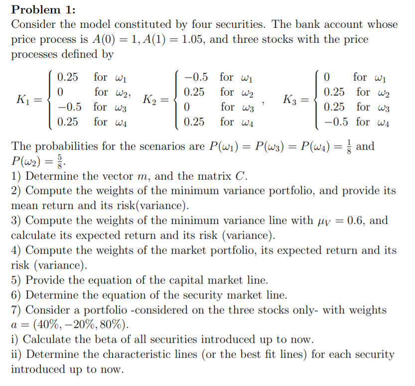 Solved Problem 1:Consider the model constituted by four | Chegg.com