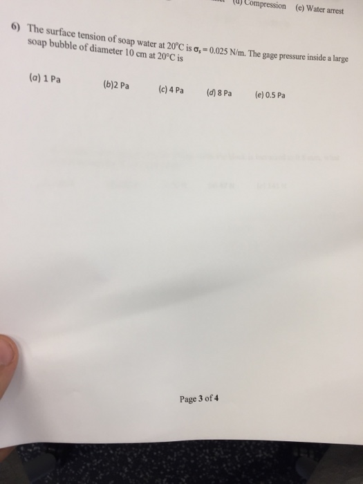 Solved The surface tension of soap water at 20degree C is