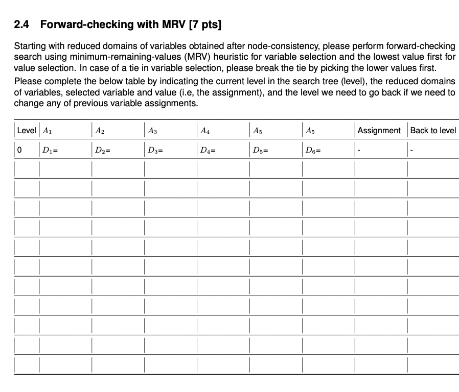 Solved 2 Constraint Satisfaction Problems [25 pts] You are | Chegg.com