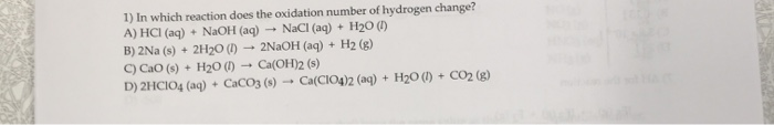 oxidation number of hydrogen in naoh
