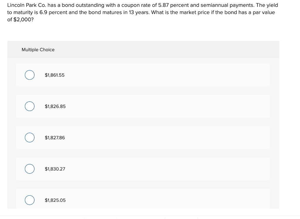 Solved Lincoln Park Co. has a bond outstanding with a coupon