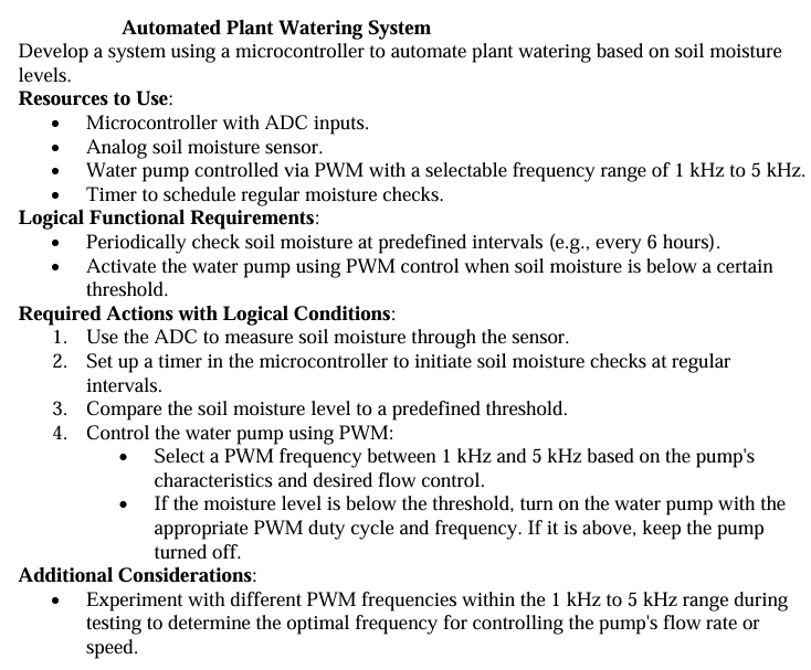 Solved Automated Plant Watering SystemDevelop a system using Circuit Diagram