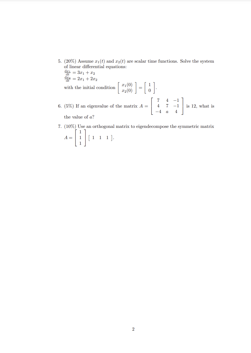 Solved 1. (20\) Are the following matrices diagonalizable?