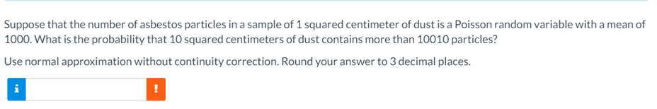 Solved Suppose that the number of asbestos particles in a | Chegg.com