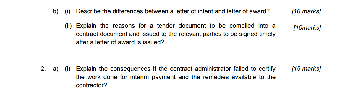 Solved b) (i) Describe the differences between a letter of | Chegg.com