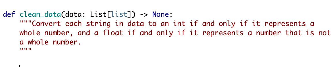 Solved After applying the clean_data function to the example | Chegg.com