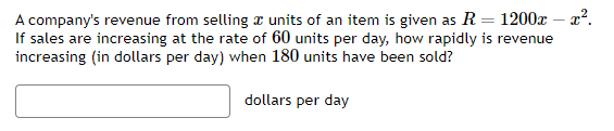 Solved A company's revenue from selling \\( x \\) units of | Chegg.com