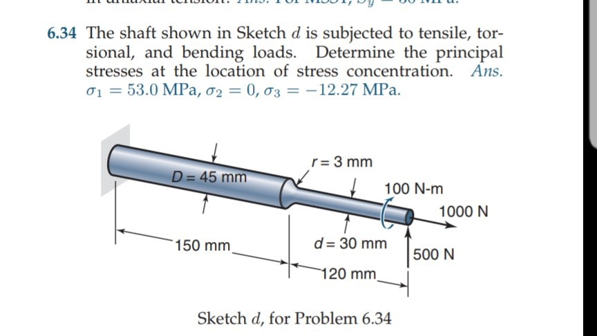 Solved 6.34 The shaft shown in Sketch d is subjected to | Chegg.com