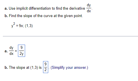 Solved A. Use Implicit Differentiation To Find The | Chegg.com