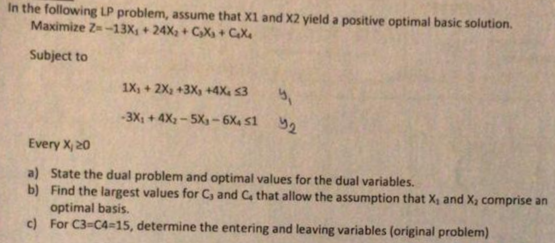 Solved In the following LP problem, assume that X1 and X2 | Chegg.com