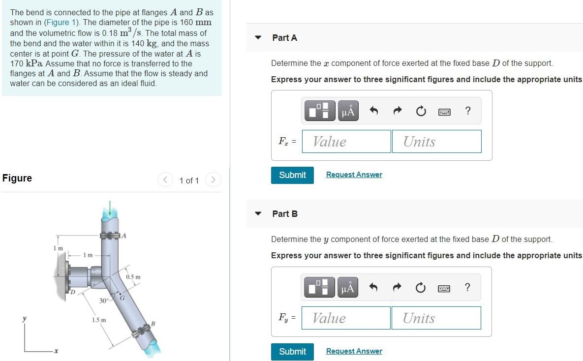 Solved The bend is connected to the pipe at flanges A and B | Chegg.com