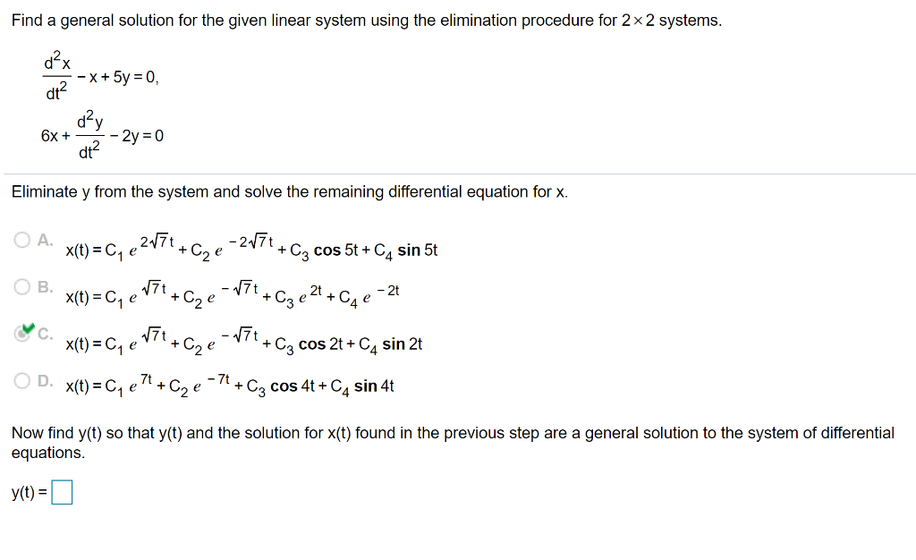 Solved Find A General Solution For The Given Linear System | Chegg.com