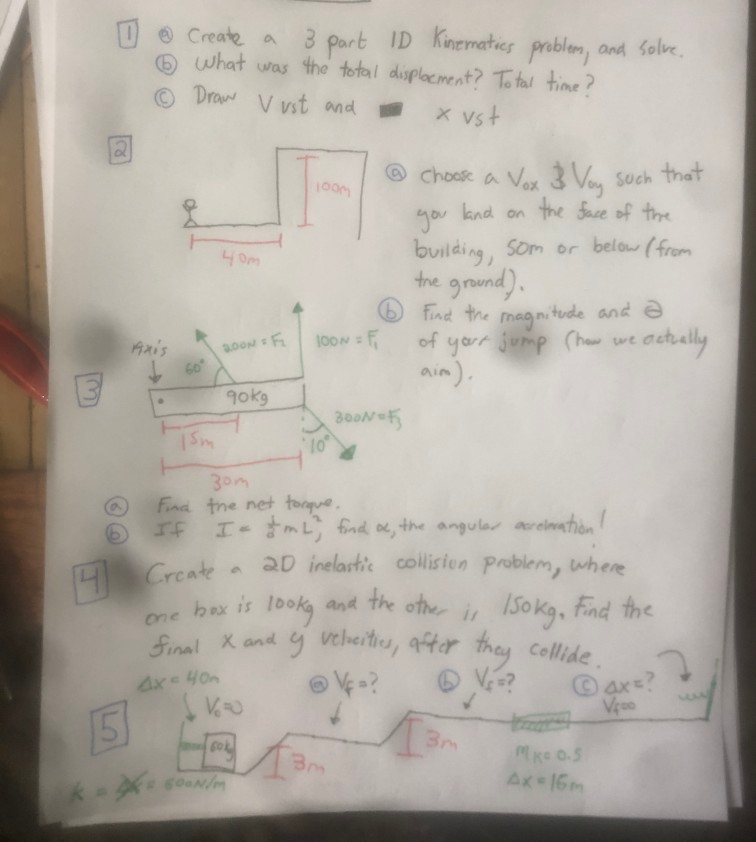 Solved I . Create a 3 part ID Kinematics problem, and solve. | Chegg.com