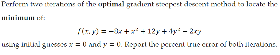 Solved Perform Two Iterations Of The Optimal Gradient | Chegg.com