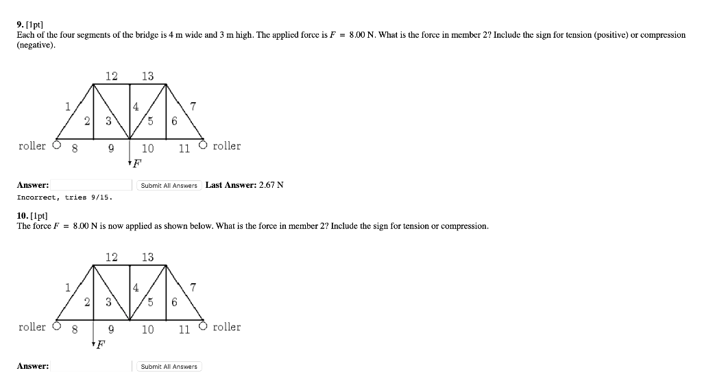 Solved 10. [1pt] The Force F = 8.00 N Is Now Applied As 