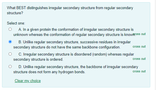 Solved What BEST distinguishes irregular secondary structure | Chegg.com