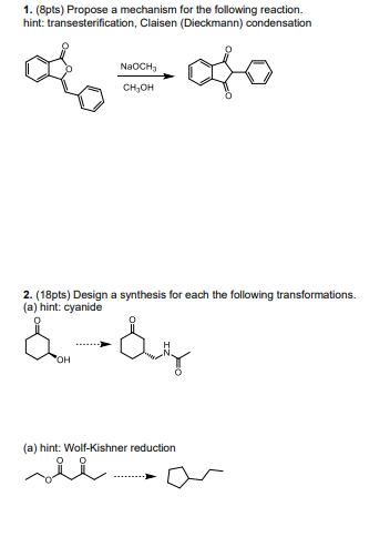 Solved 1. (pts) Propose a mechanism for the following | Chegg.com