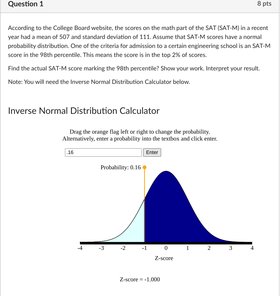 Solved According to the College Board website, the scores on | Chegg.com