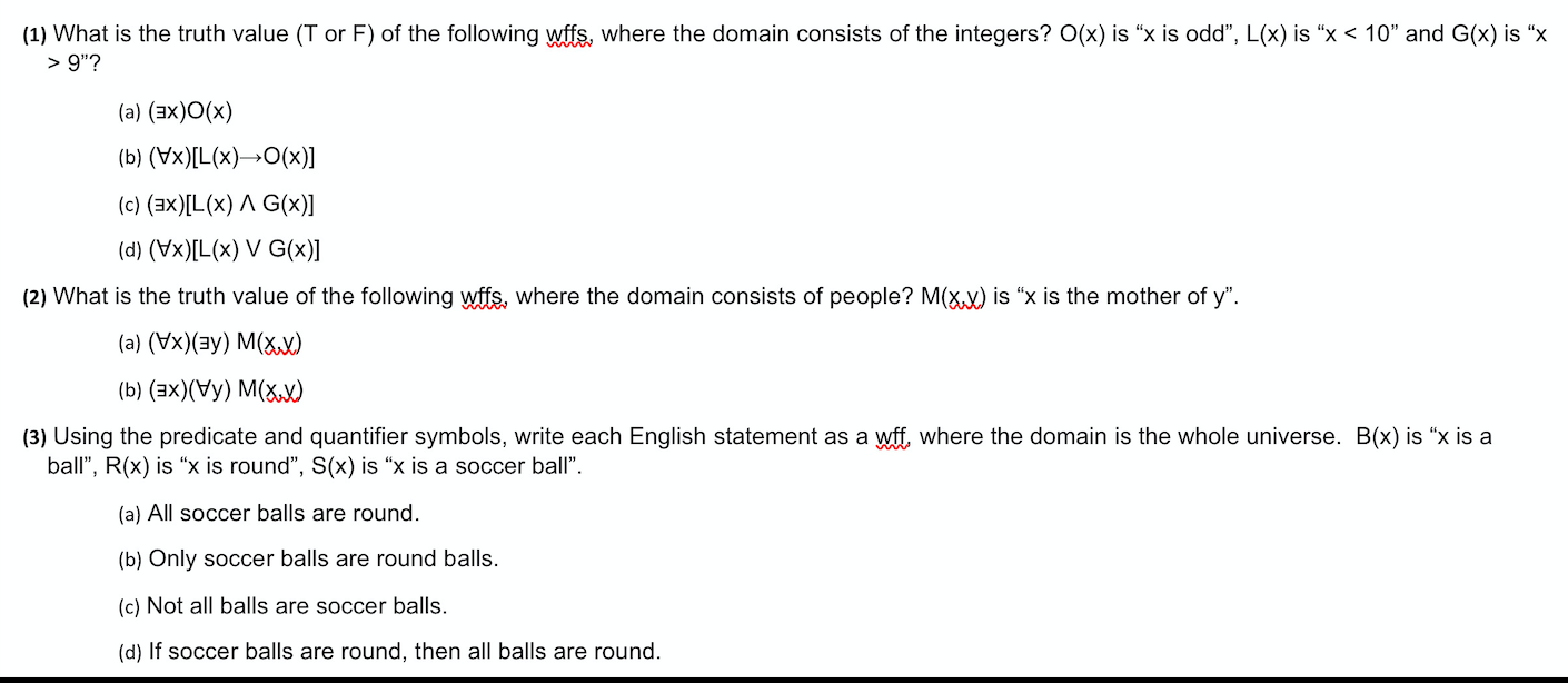 Solved 1 What Is The Truth Value T Or F Of The Follow Chegg Com