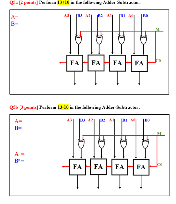 Solved Q5a [2 points] Perform 13+10 in the following | Chegg.com