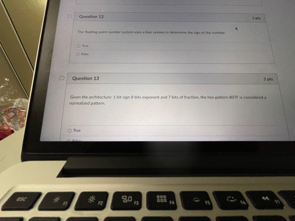 Solved question 12 3 pts the floating point number system chegg