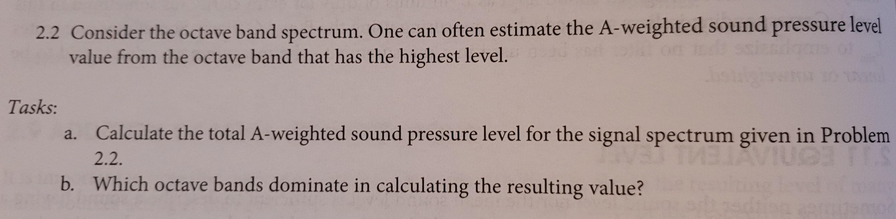 Solved 2.2 Consider the octave band spectrum. One can often | Chegg.com