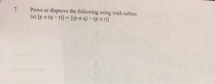 Solved Prove Or Disprove The Following Using Truth Tables Chegg Solved Prove Or Disprove The Following Using Truth Tables Chegg