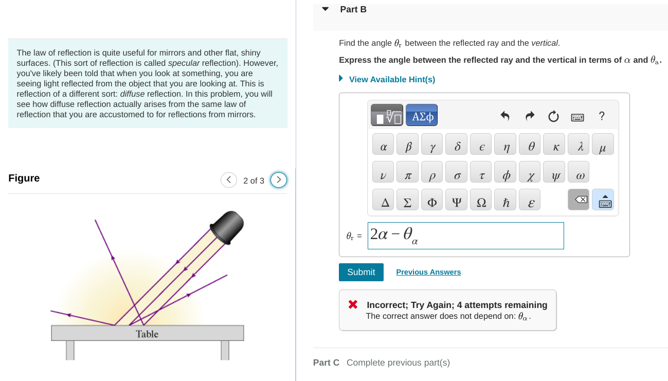 The law of reflection is quite useful for mirrors and | Chegg.com