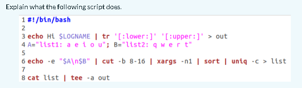 Solved Explain what the following scrípt does. | Chegg.com